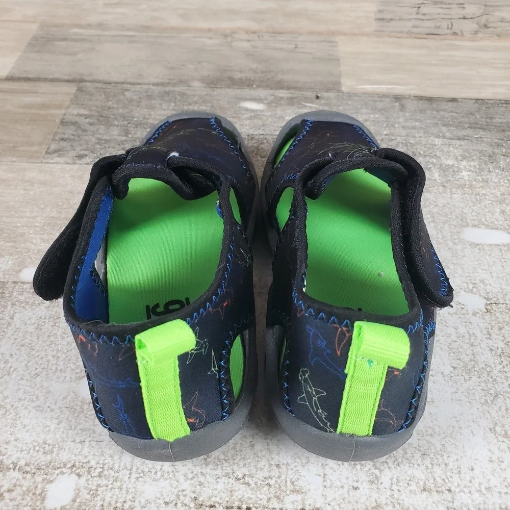 Mix No. 6 Lil Kids Shoes Sz 11 Aqua Shark Water Comfort Hook & Loop Round Toe